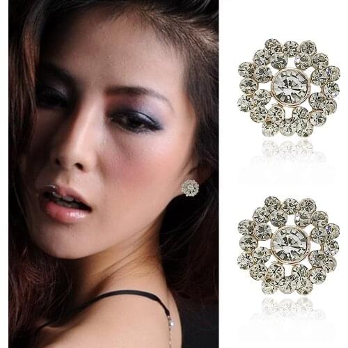 American Style Clip on Earrings Women Luxury Sun Flower wild Multi-Varietal Round Temperament Earrings Jewelry Wholesale