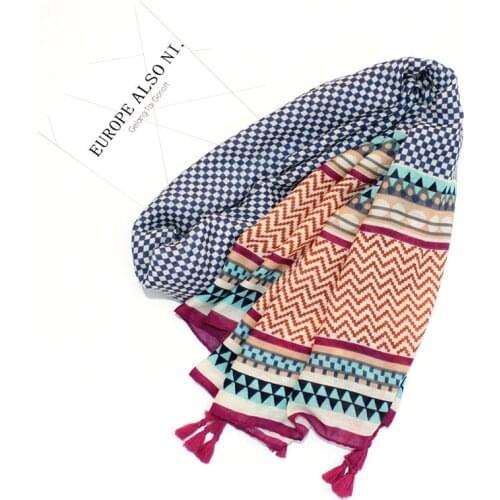 2021 Newest Women Geometry Printed Pattern Cotton Scarf Shawls Wraps Hijabs