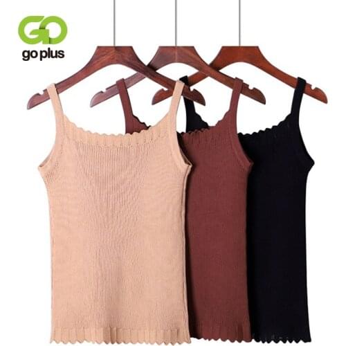 GOPLUS Sexy Bodycon Backless Crop Tops Women Strap Knitted Camis Streetwear Slim Feminino Elastic Camisole Tops 6 Colors C7459