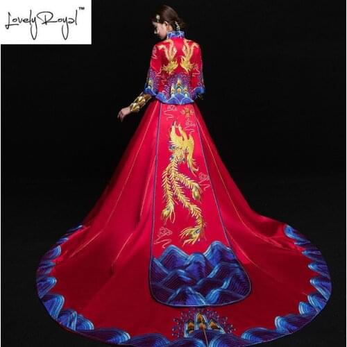 Traditional Chinese Clothing Dragon Phoenix Bridal Gown Wedding Dress Cheongsam Chinese Wedding Dress Womens Party Clothing