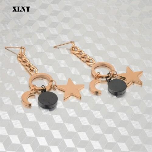 XLNT Vintage Moon Star Sun Acrylic Statement Drop Earrings for Women 2019 Fashion Jewelry Korean Metal Geometric Dangle Earring