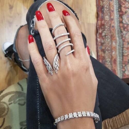 Fashion Angel Wings Ring 925 Sterling silver Pave AAAAA cz Promise Wedding Band Rings for Women Bridal Engagement Jewelry