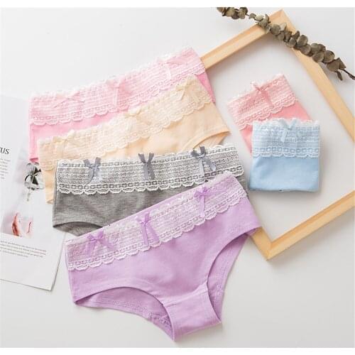 Womens underwear 100% cotton underwear 100% cotton womens candy-colored lace underwear TC006