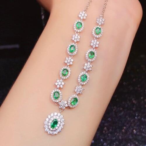 Temperament Luxury Pendants Necklace for Women 925 Silver Cute/Romantic Wedding Green Fine Jewelry Sterling Silver Gifts