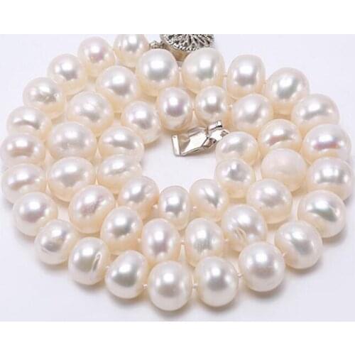 Women Jewelry natural pearl 9-11mm bright white freshwater pearl handmade necklace gift 43cm 17
