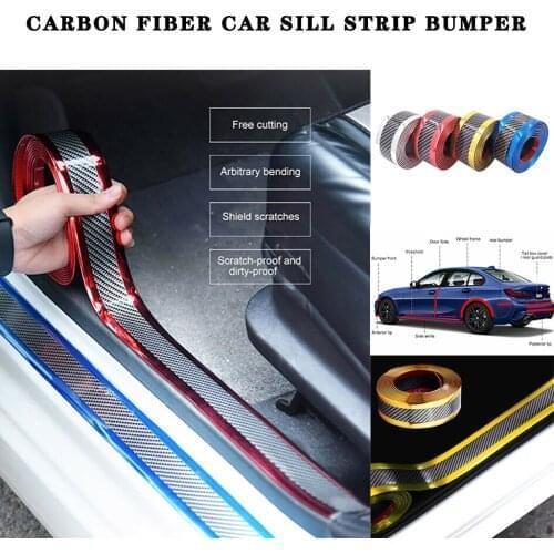 1M Car Door Carbon Fiber Rubber Protector Stickers Strip bumper protector Car Anti-Collision Tape Door Edge Guard Plate Car