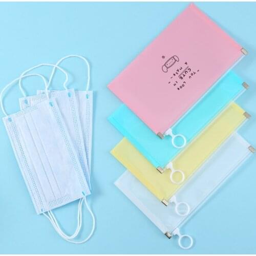 1Pcs Portable With Zipper Waterproof Temporary Storage Holder Dustproof Clip Reusable PP Plastic Bag for Disposable Mask