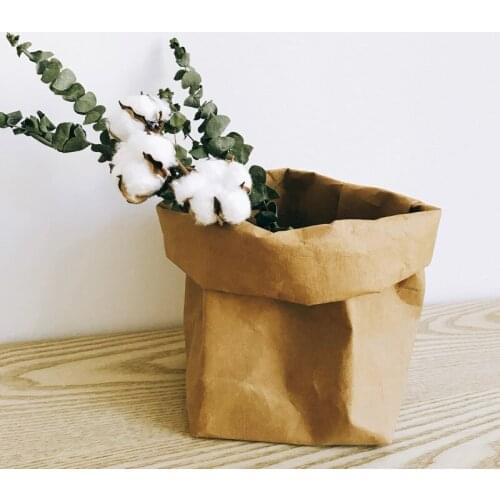 1PC Gold/Black Plant Grow Bag Flower Basket Pot Bag Thicken Washable Kraft Paper Organizer Home Decorations Garden Supplies