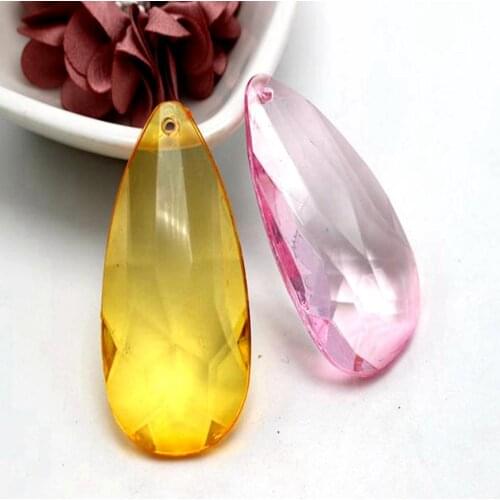 20 Mixed Colour Transparent Acrylic Large Faceted TearDrop Pendants 48X26mm