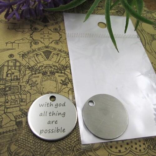 20pcs--"With god all thing are possible"stainless steel charms more style for choosing DIY Charms