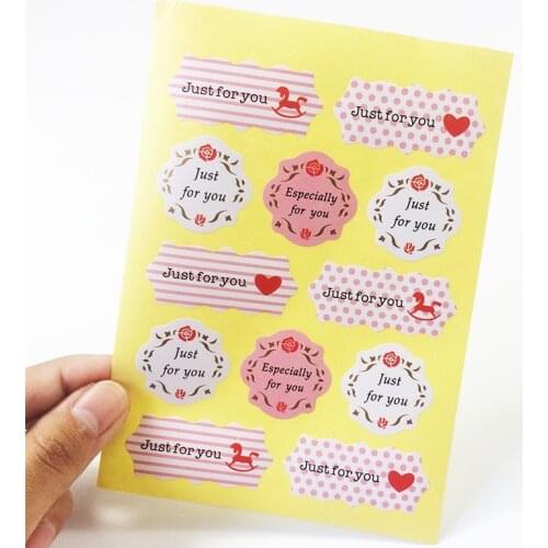 120 Pcs/lot Pink&White Color 'Just for you' Stickers DIY Hand Made For Gift Cake Baking Sealing Sticker