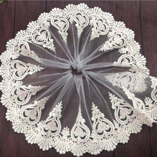 1Y Beige Flower Lace Fabric Embroidery Lace Trim for Sewing Craft Materials Dress Clothing Accessories Wide 19CM