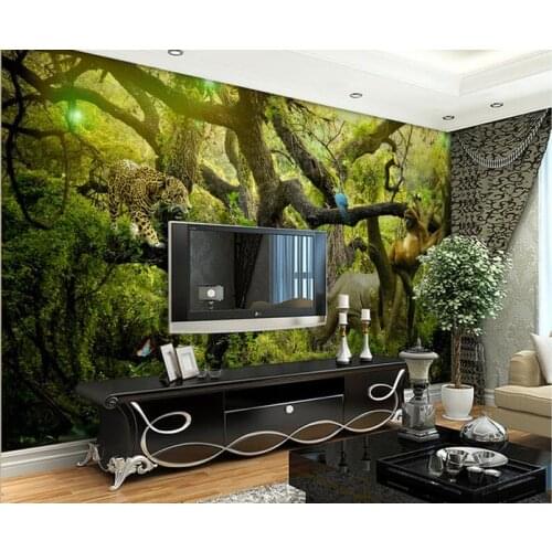 Custom 3d wallpaper Forest Animals Landscape Art Mural photo 3d wallpaper room modern wallpaper