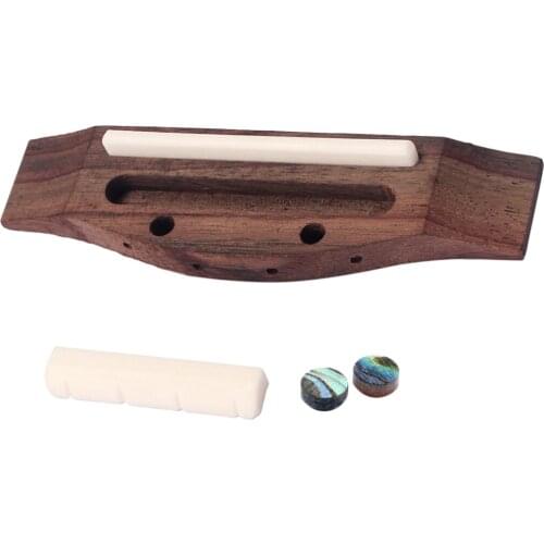 4 String Guitar Ukulele Rosewood Bridge Slotted Saddle Nut Instrument Kit