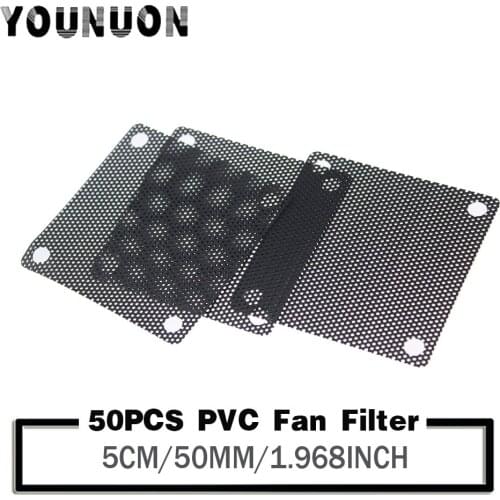 50PCS 50mm DIY PVC PC Case Fan Cooler Black Dust Filter Network Net Case Dustproof Cover Chassis Dust Cover