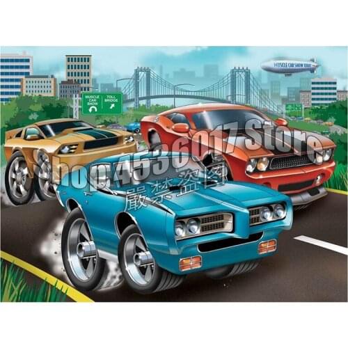 Diamond Embroidery 5D DIY Diamond Painting Cartoon Muscle Cars landscape Cross Stitch Rhinestone Mosaic Home Decor Crafts