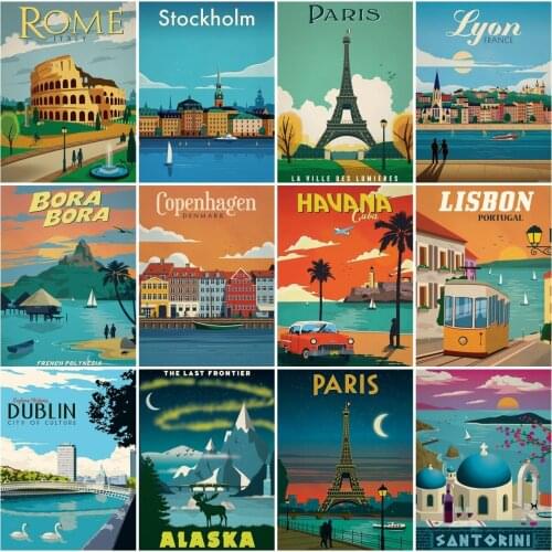 AZQSD Diamond Embroidery City Moscow Paris Mosaic Rhinestones Diamond Painting Landscape Cross Stitch Handicraft Home Decoration