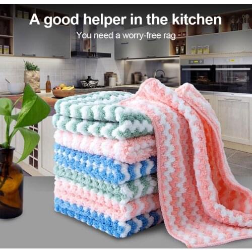 1PC Non-Oily Dish Towel High-Quality Coral Velvet Absorbent Cloth Decontamination Cleaning Cloth Kitchen Cleaning Utensils