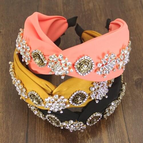 Sparkly Fashion Luxury Clear Crystal Bridal Hairband Rhinestone Vintage Flower Wedding Headband For Women Hair Accessories