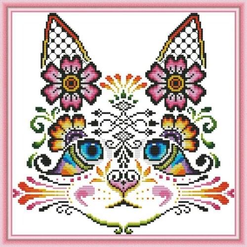 Flower Cat painting counted printed on the canvas 11CT 14CT DIY kit Cross Stitch embroidery needlework Sets home decor