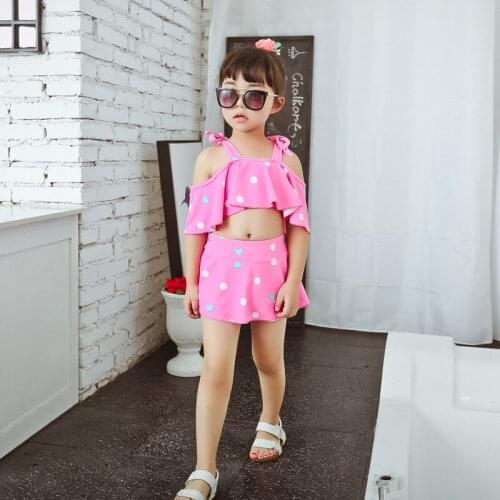 Children Two-piece Swimsuits Cute Simple Polka Dot Girls Small Children Tour Bathing Suit Skirt Swimwear Lasten uimapuku