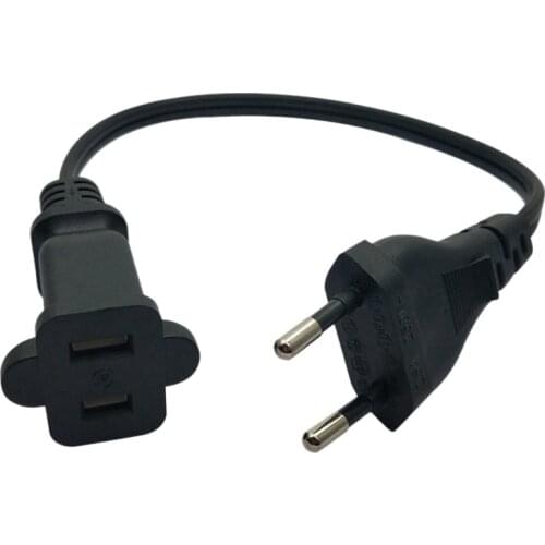 European 2 Pin Male Plug to USA Female Power Adapter Cable,EU Male to US Nema 1-15R Power Adapter Cord