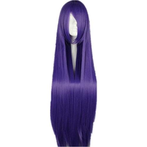 Fei-Show Long Hair Purple Diamond BLue 40 Inches/100cm Long Synthetic Heat Resistant Salon Party Costume Cos-play Straight Wig