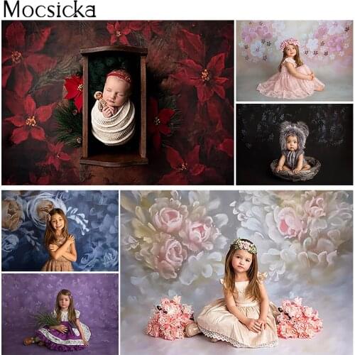 Flower Children Birthday Photography Backdrop Floral Texture Portrait Background Photo Shoot Oil Painting Hand Painted Photocall