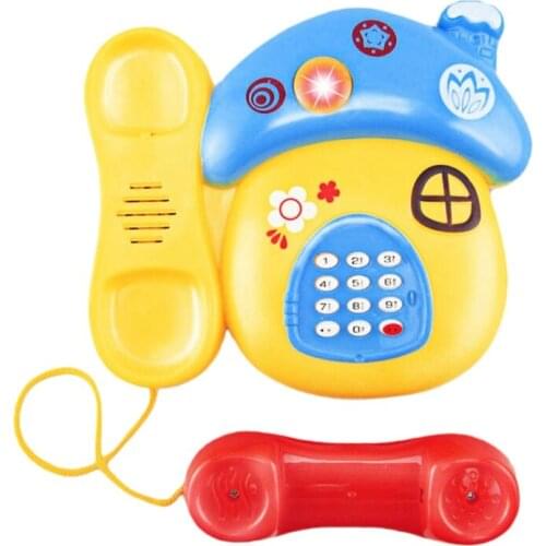 Baby Toys Sound Light Early Childhood 0-12 Months Cartoon Mushrooms Telephone Children Musical Electronic Toy Phone Random Col