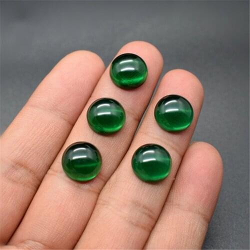 Emerald Round Cabochon Smooth Polished Surface Round Rich Green Emerald Cabochon Flat Back Multiple Sizes to Choose C62E