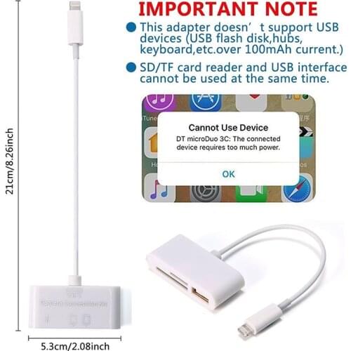 3 in 1 Card Reader for Tablet iPad 4 Mini IOS 11 Micro SD SD MMC TF Card Reader USB OTG Cable Adapter Camera Connection 1pc