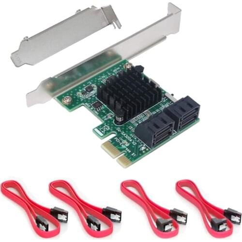 SATA 3.0 Card with 4 SATA Cables,PCIe SATA Controller Expression Card with Low Profile Bracket,ASM1061+ASM1093 Chip
