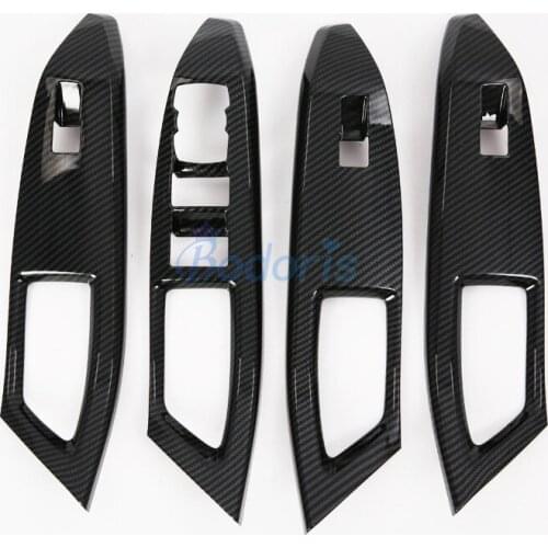 For Ford Focus 2019 2020 ST-Line Carbon Fiber Color Windows Lift Switch Button Door Armrest Protector Car Styling Accessories