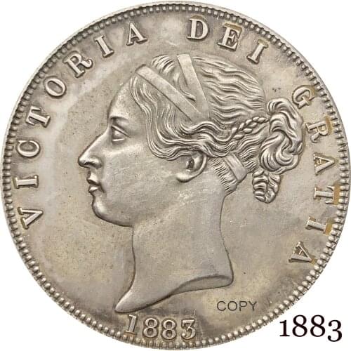 Untied Kingdom 1883 ½ Half Crown Copy Coin Great Britain Victoria Cupronickel Silver Plated Young Head Replica Production Coins