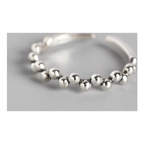 Small &Thin Authentic S925 Sterling Silver FINE Jewelry Beads lucky round Rings adjust TLJ551