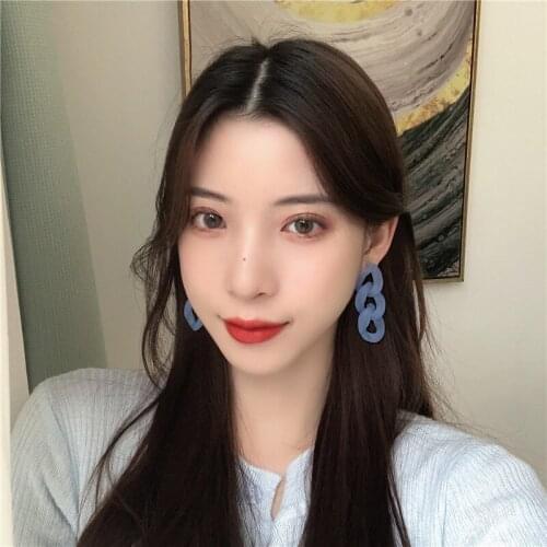 Trendy Resin Chain Pendant Dnagle Earrings for women Fashion Women Elegant Geometric Long Korean Earring Girl Jewelry 2021 New
