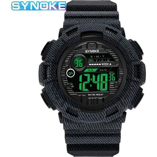 SYNOKE Mens Digital Watch 2020 New Running Clock Water Resistant Sports Watch G Mens Watches Anti-Shock Relojes para hombre