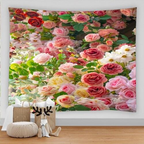 Fresh Flower On Stone Wall Tapestry Wall Hanging Large Size Wall Tapestry Cheap Hippie Boho Wall Tapestries Mandala Fabric Mat