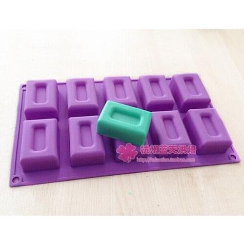 Wholesale,10 hole box Silica gel cake mould handmade soap ice cube tray chocolate mold grid