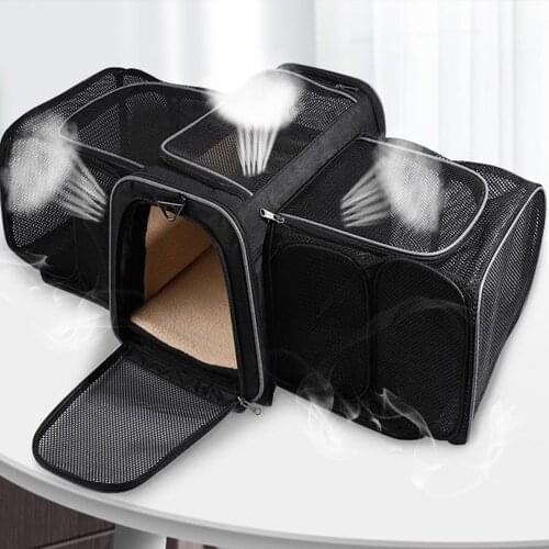 Pet Cat Carrier Bags Oxford Fabric Breathable Double-Expandable Expanded Cat Bag Outgoing Travel Portable Folding Pet Bag