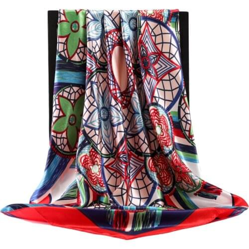 Fashion 90X90CM Sunscreen Shawls Summer Luxury Silk Scarves Female Dustproof Square Kerchief Korean Popular Print Handkerchief