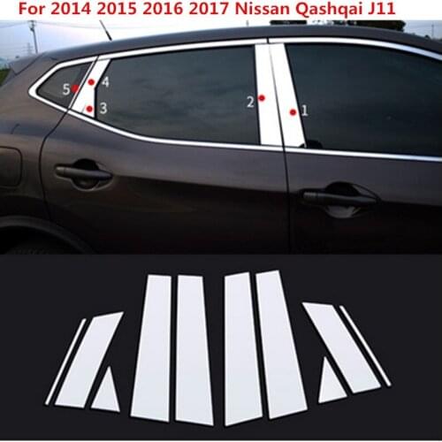 Fit For 2014 2015 2016 2017 Nissan Qashqai J11 Window Chrome Pillar Post Cover Trim Molding Garnish Accent Stainless Styling