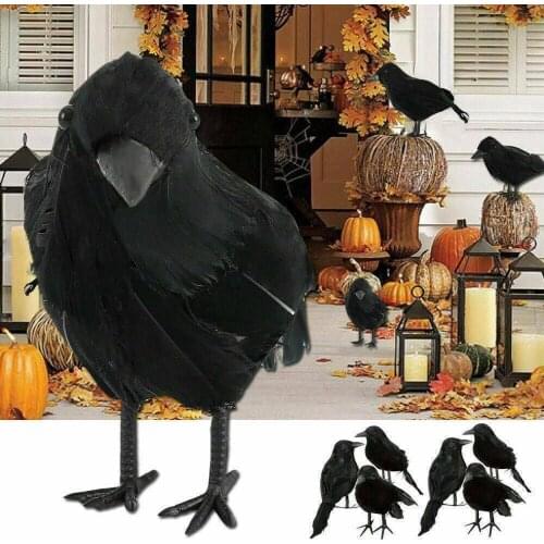Black Plastic Crow Charms Halloween Prop Cosplay Artificial Bird Charm Hunting Decoys Home Garden Decor Haunted House Decoration