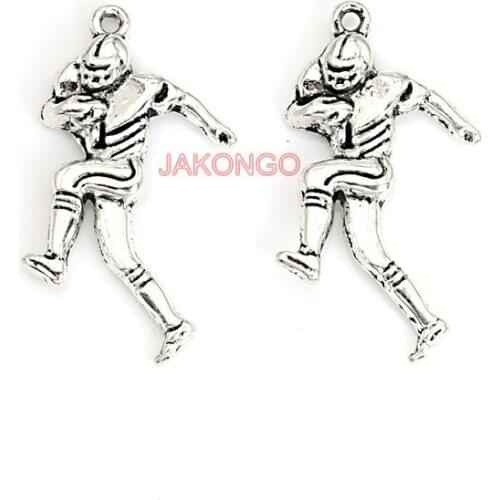 20pcs Tibetan Silver Plated Football Player Charms Pendants for Necklace Bracelet Jewelry Making DIY Handmade 30x20mm