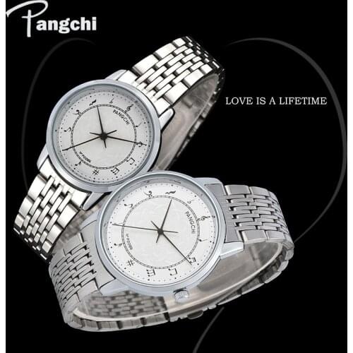 Simple Musical Note Stainless Steel Branded Women Men Quartz Watch Dress Wristwatches Fashion Casual Couple Watches For Lover