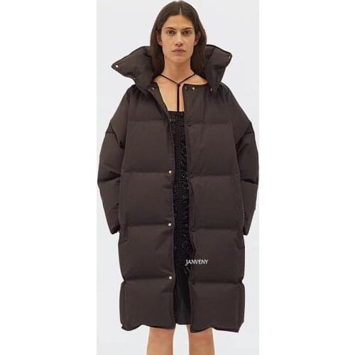 2021 New Arrival Detachable High Collar Fluffy Down Coat Women Winter Oversize Thicker Warm Single Breasted Zippers Puffer Parka