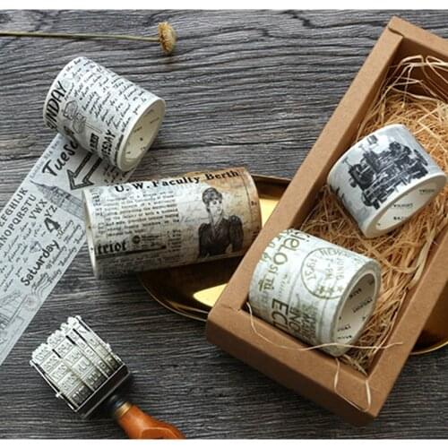 Retro Letters Roll Stationery Washi Tape Scrapbooking Paper Stickers DIY Craft Seal Adhesive Decoration Household Supplies Label