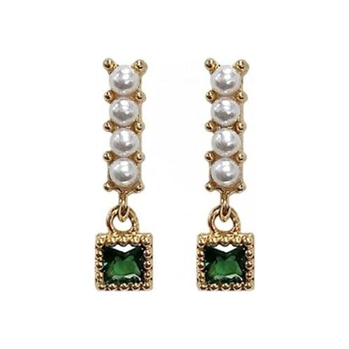 Large pearl pendant earrings long Trend New exquisite Womens Jewelry Earrring Elegant emerald Pendant Fashion Stud Earrings