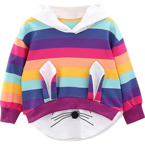 Girls Hoodie Sweatshirt Spring Autumn Winter Baby Clothing Long Sleeve Cartoon Stripe Casual Toddler Outerwear Coat Clothes Wear