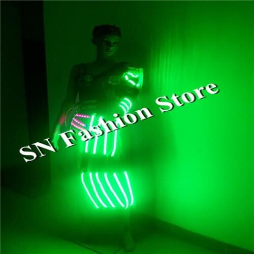 SN80 Colorful LED light ballroom costumes sexy dresses dance clothes wear Bar singer party catwalk dj disco nightclub stage show